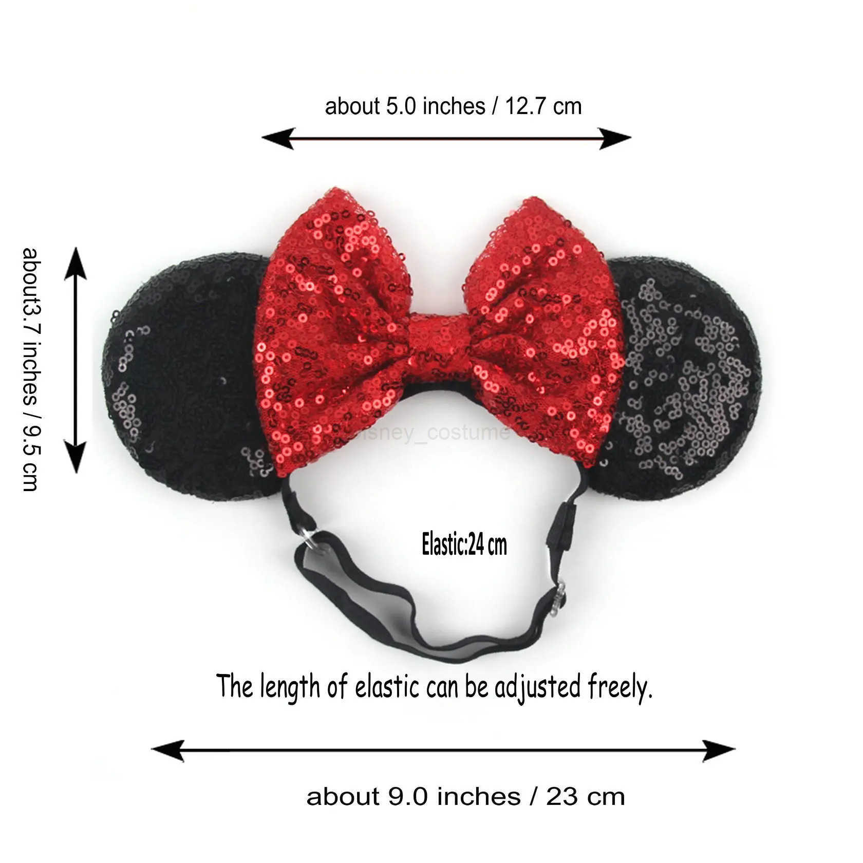 Disney Chic Mouse Ears Adjustable Elastic Headband For Adult And Kids Bow Nylon Hairband Festival Party Cosplay DIY Hair Accessories X250425