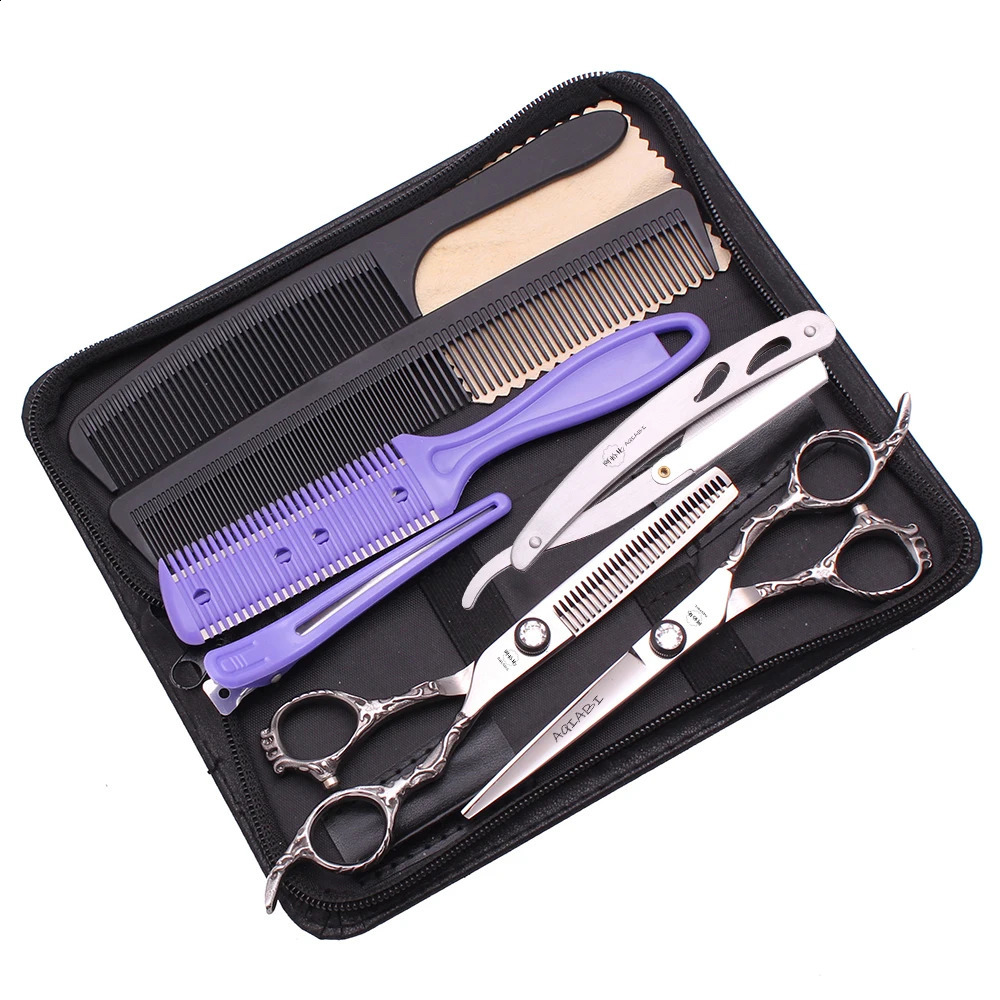 Professional Hair Scissors 6 Japan 440C AQIABI Hairdressing Scissors Silver Hair Cutting Shears Thinning Scissors Salon A9008 250424