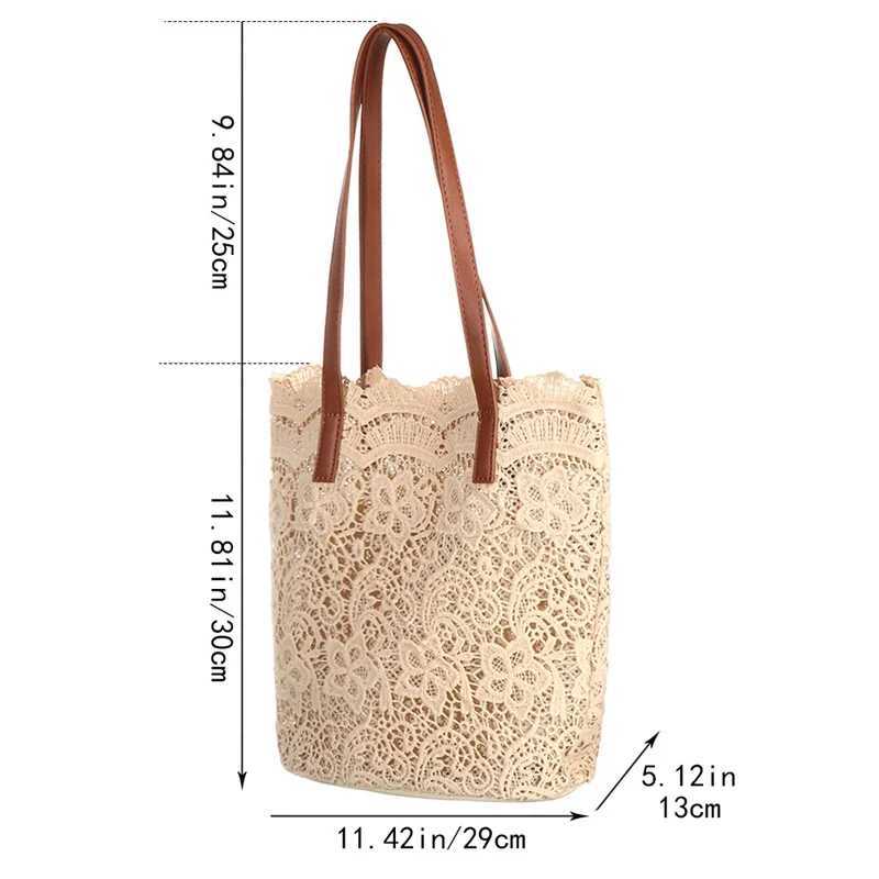 Fashion bucket shoulder bag womens summer lace handbag large capacity womens casual shopping bag beach bag W250421