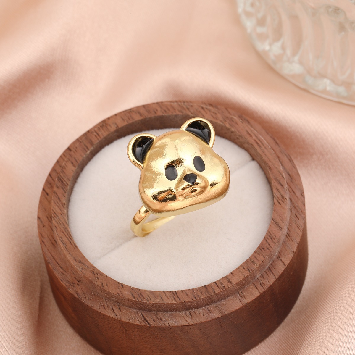 Rotatable ring cute little panda ring Designer Love Ring Heart Band Rings for Men and Women Luxury Fashion Jewelry Unisex Ring Gold Silver Rose Ring W - view 4