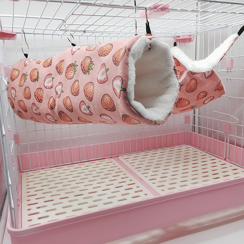 Small Animal Tunnel Toys Rat Hamster Cage Accessories Warm Guinea Pig Bed Hamster Tunnel Ferret Chinchilla Bunk Bed Hanging Bed Nest for Bunny Sugar G