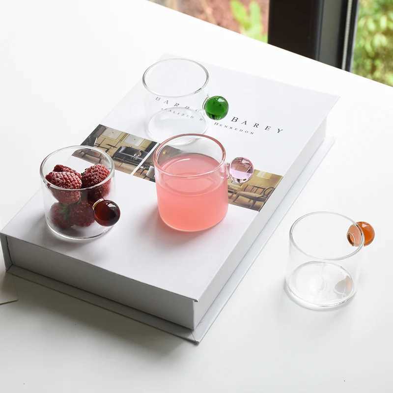 6PC Espresso Cups Small Tea Cup Set Heat Resistant Glass Teacups Bucket Table Decor 110ml Capacity Y251125