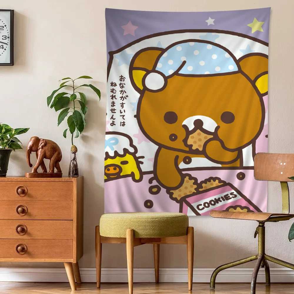 Cute Cartoon R-Rilakkuma Hippie Wall Hanging Tapestries Bohemian Wall Tapestries Mandala INS Home DecorM251125