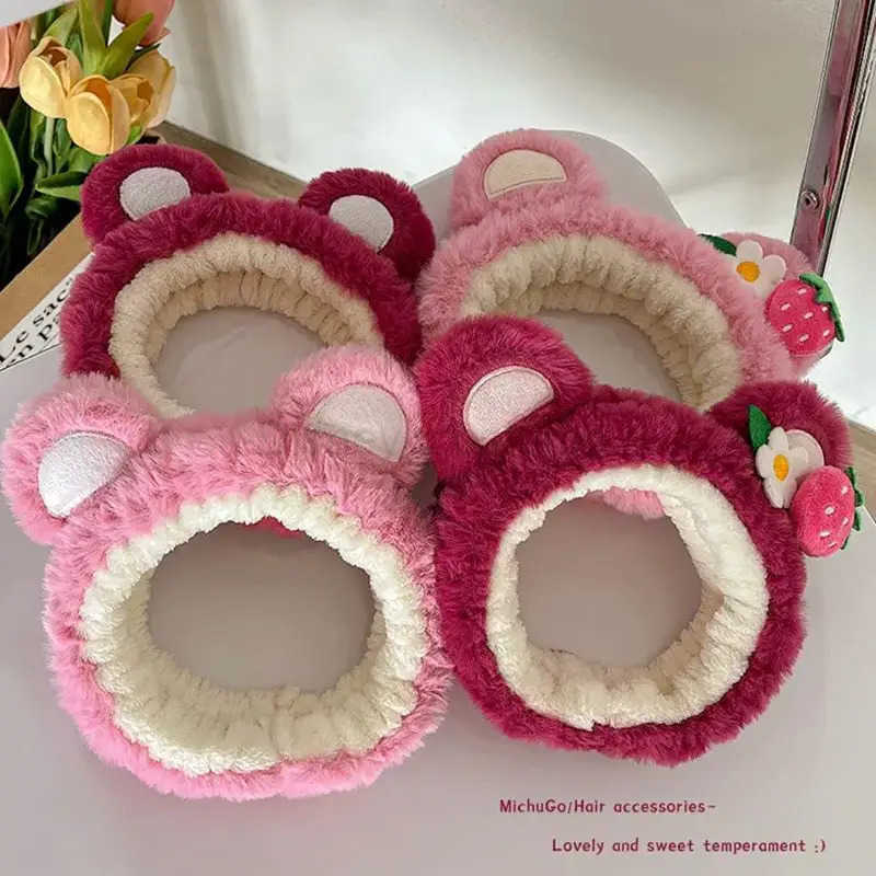 Disney Plush Series Disney Womens Face Wash Hair Cute Cartoon Loso Headband for Girls Soft and Warm Makeup Hair Accessories Christmas Gift X250425