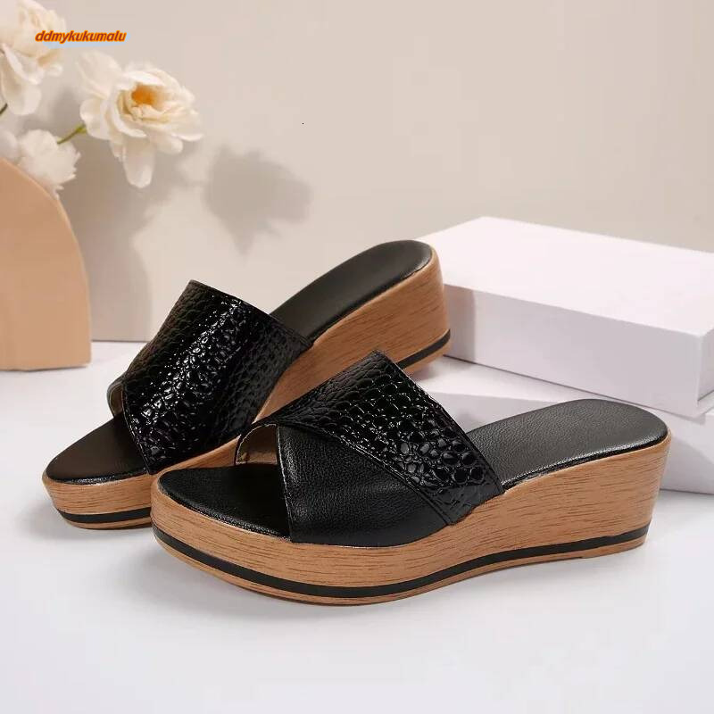 Female Hemp Wedge Mujer Platform Sandals Summer New Women Wedges Leather Pu Casual Sandale Woman Footwear Slippers ddmykukumalu