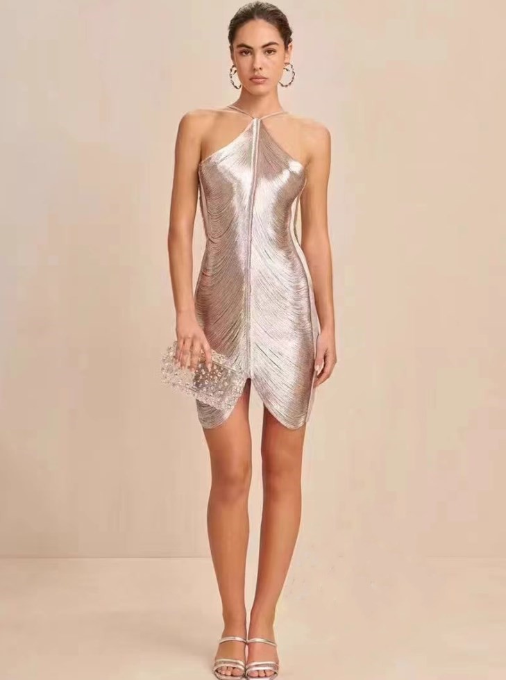 Casual Dresses Chic Tassel Patchwork Slit Halter Evening Dress Women Sexy Off Shoulder Sleeveless Long Female Fashion Party Vestidos