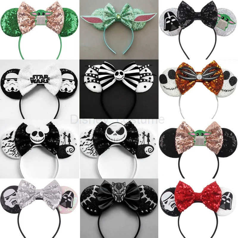 Disney Sleeping Beauty Ears Princess Aurora Headband Women Briar Rose Hairbands Girl Sequeins Bow Hair Accessories Kids Love Gift X250425