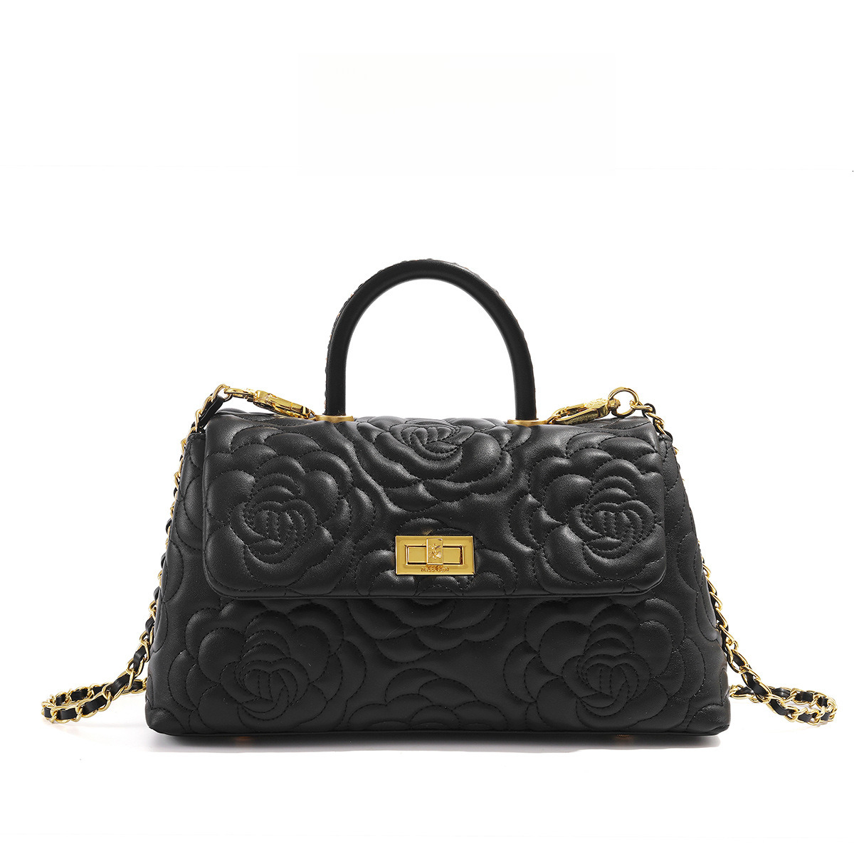 Camellia Embroidery Designer Bag for Women Retro Fashion PU Leather Handbag Crossbody One Shoulder Large Quantity Chain Bag