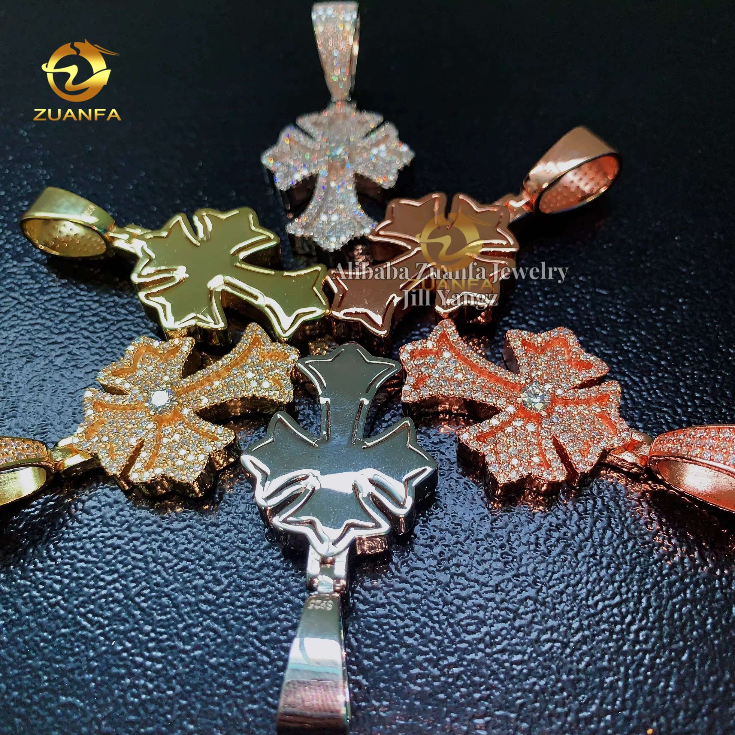 Ready to Ship Cross Pendants GRA Certificate Moissanite Iced Out Custom Hip Hop Pendant Religious Jewelry Mossanite Pendant