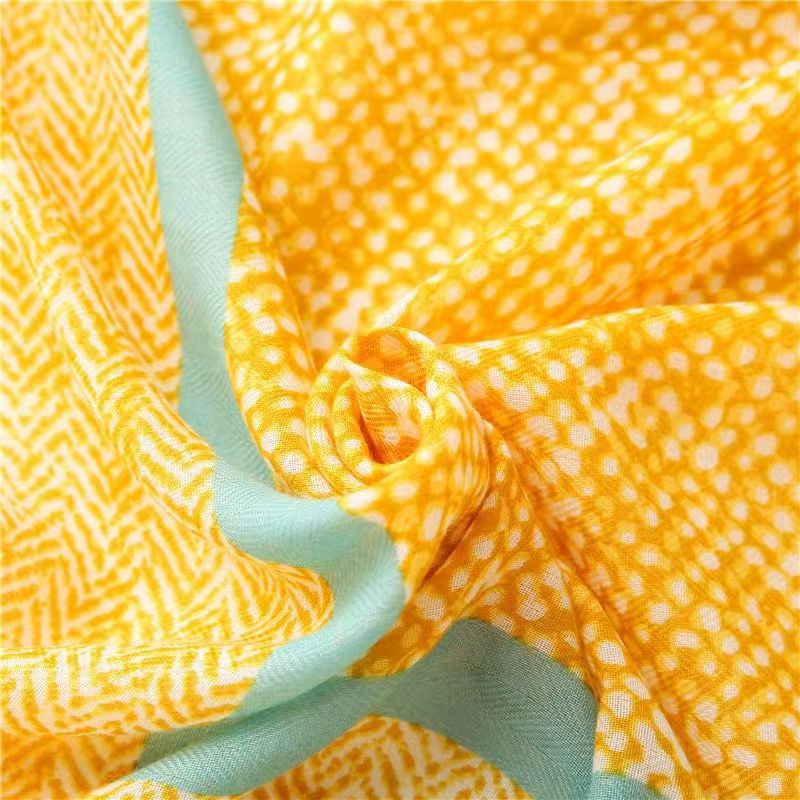 T555 scarf women's cotton and linen feel versatile European and American style silk scarf shawl dual-use Western style yellow