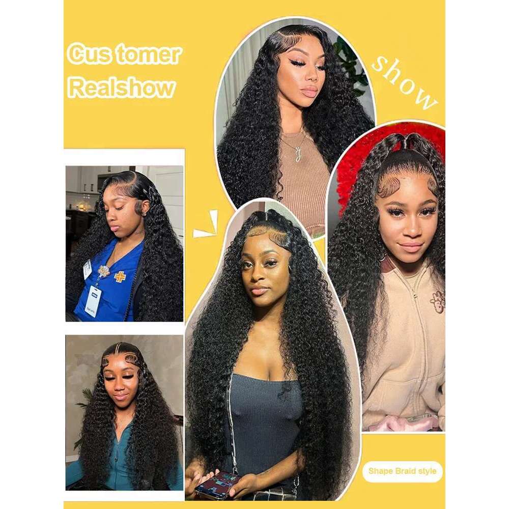 200 250 Density 30 40 Inch 13X6 HD Deep Wave Frontal Wig 13X4 Front Human Hair Glueless 5X5 Lace Closure Curly Wigs