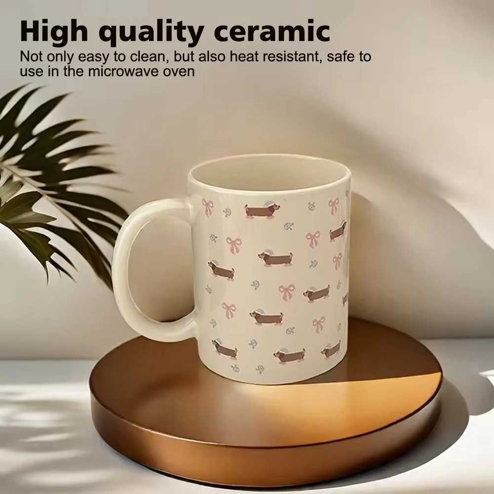 340ML Coffee Mug Cute Dachshund Dog Pattern Ceramic Cup with Handle Coffee Tea Milk Cups Breakfast Water Cup Kitchen Drinkware Y251125
