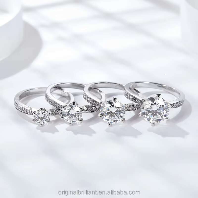 Starsgem Wholesale D Color VVS Moissanite Diamond Ring S925 Sterling Silver Moissanite Engagement Ring
