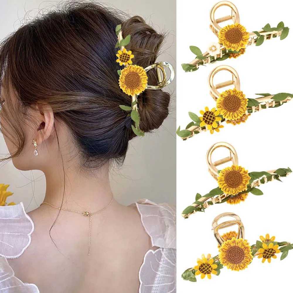 Sunflower Hair Claw New Vine Hair Clip Womens Ponytail Hair Accessories Summer Fashion Hair CrabT250425