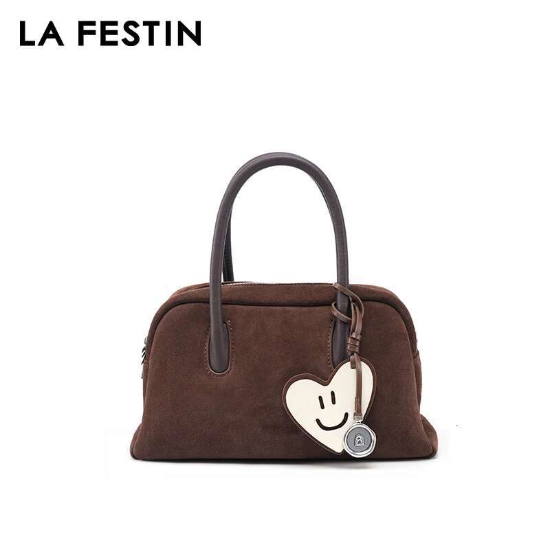 LA FESTIN Original Suede 2024 New Handbags Commuter Women's Shoulder Crossbody Boston Handheld Bag