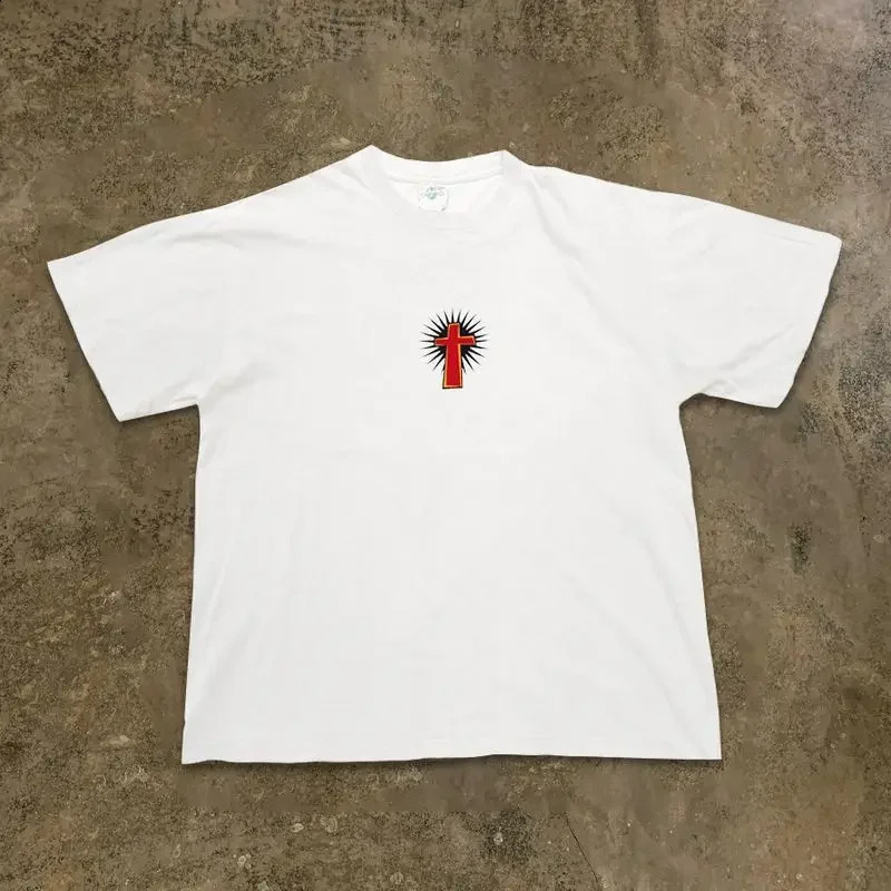 Jesus print mens Tshirt cotton casual Oneck short sleeved womens streetwear hiphop style oversized highquality top 250417