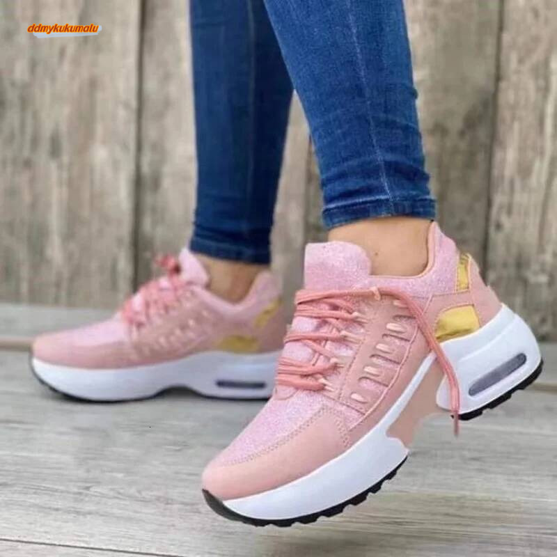 Women's Spring and Autumn New Mesh Breathable Casual Shoes Outdoor Lightweight Non-slip Wedge Heel Thick-soled Sneakers ddmykukumalu