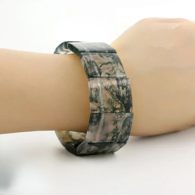 Chalcedony Hand Chain Jade Bracelet Natural Ice Water-permeable Grass Agate Hand Row 250424