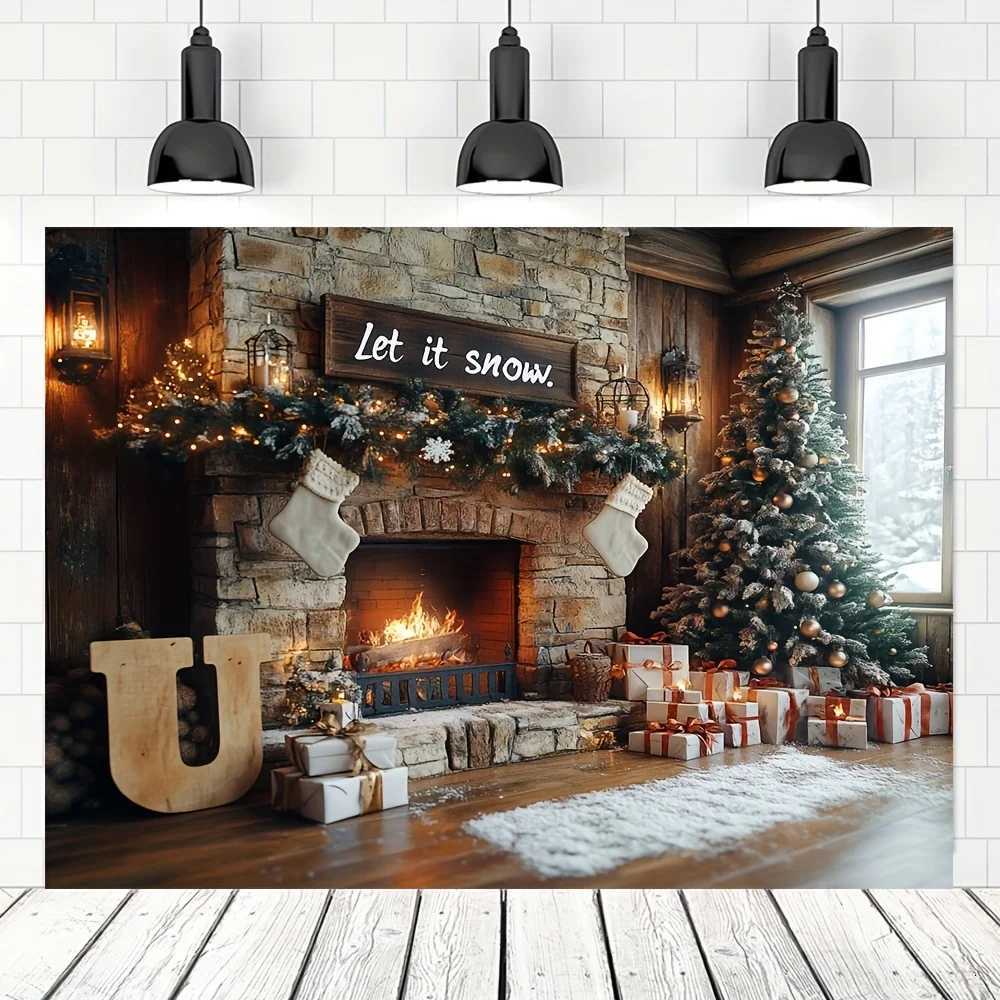 Cozy Christmas Tapestry with Fireplace and Festive Tree - Perfect for Adding Holiday Warmth to Any Room Decor Ideal for HomeM251125