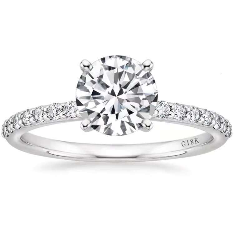 Moissanite Ring 925 Sterling Silver Fine Jewelry Rings Round Shape 18K White Gold Plated Wedding Ring for Women