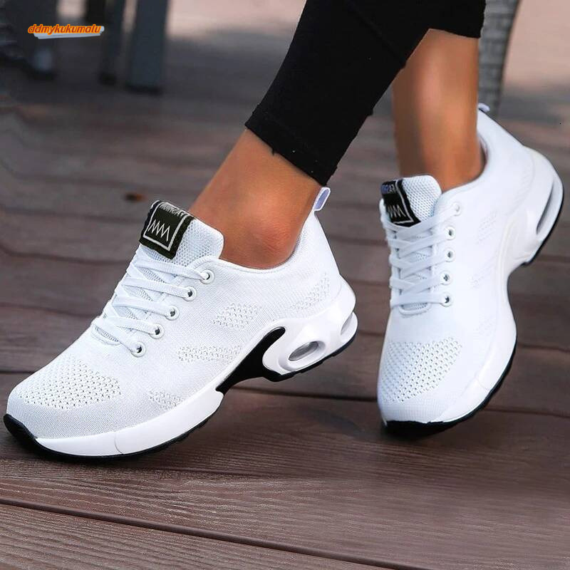 Casual Breathable Walking Mesh Flat Platform Sneakers Women Tenis Gym Vulcanized Shoes White Female Footwear ddmykukumalu