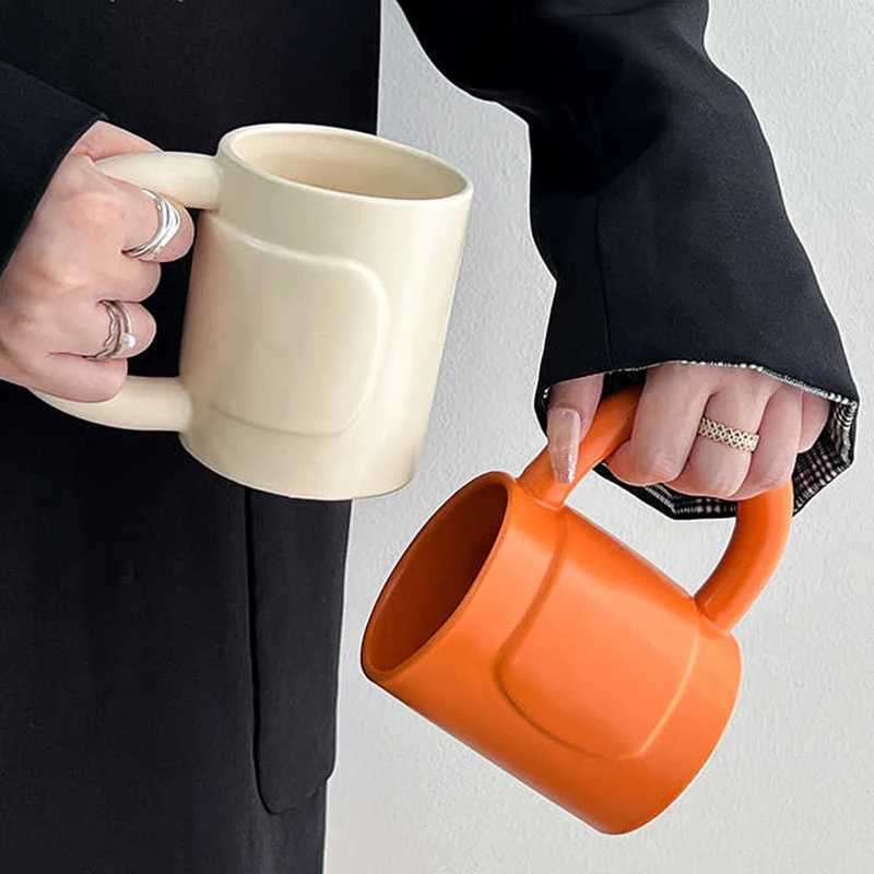 300ml Artistic Solid Color Simple Ceramic Mug Creative Office Design Styling Drinking Cup Female Large Capacity Coffee Milk Mugs Y251125