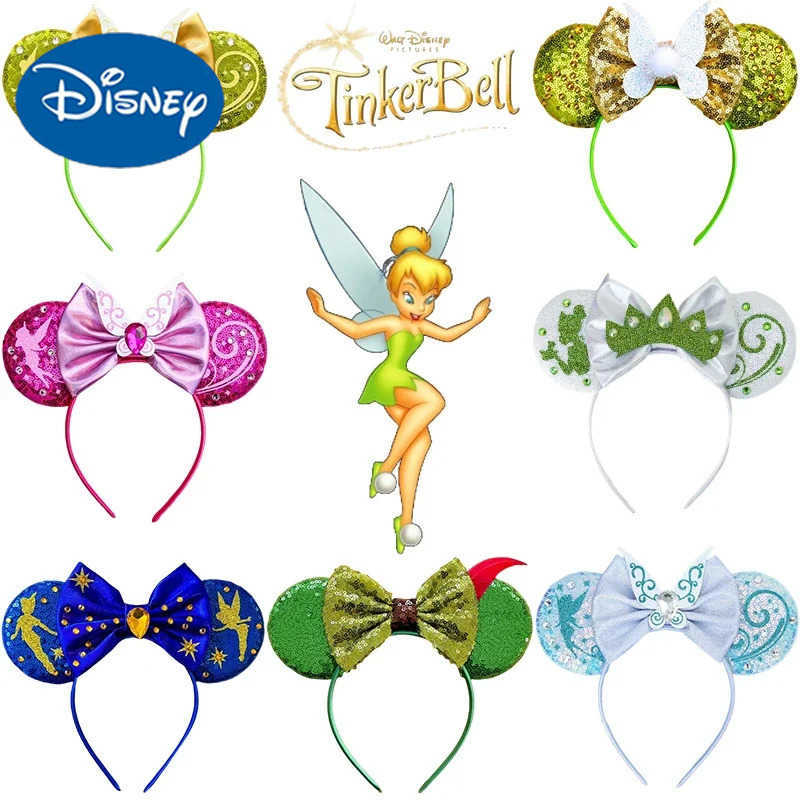 Disney Tinker Bell Hair Accessories for Girls Wings Fairy Headband Kids Flower Vine Ears Hairband Women Silvermist Headwear Baby X250425