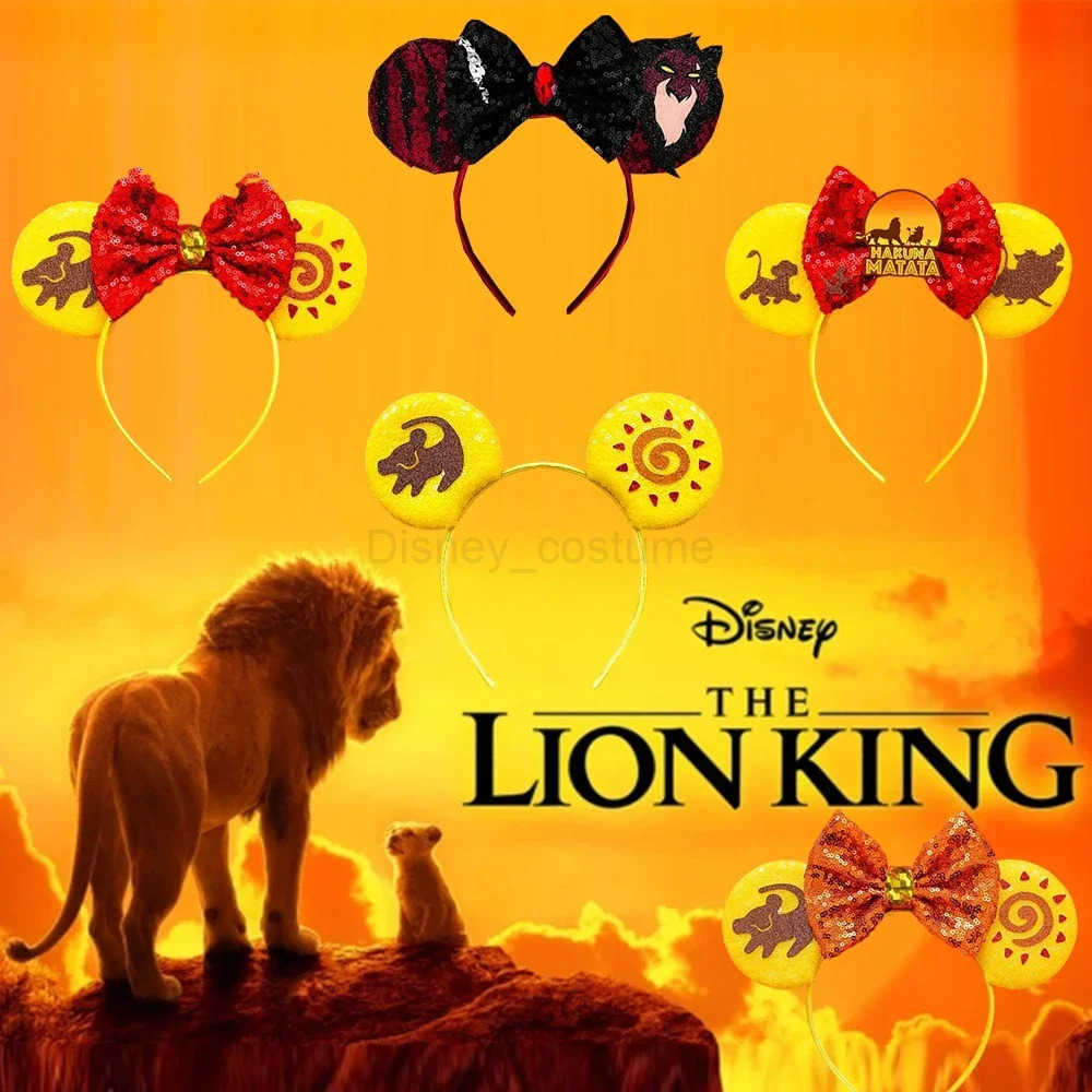 Disney Lion King Disney Womens Hair Cute Cartoon Simba Headband Childrens Glitter Bow Hair Accessories Girls Birthday Gift X250425