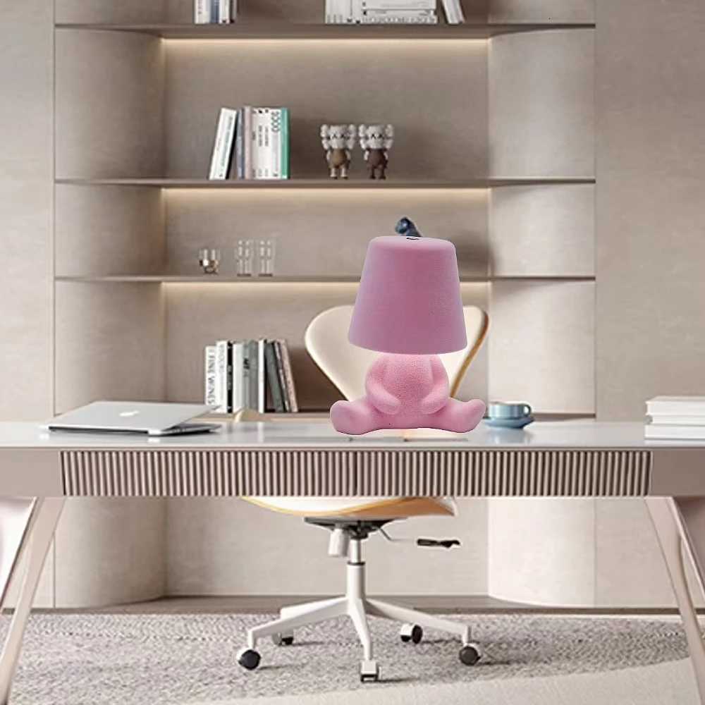 Modern Touch LED Table Lamp with USB - 3 Level Dimmable Silver Thinker Statue Design for Restaurant Bar Bedroom Living RoomM251125