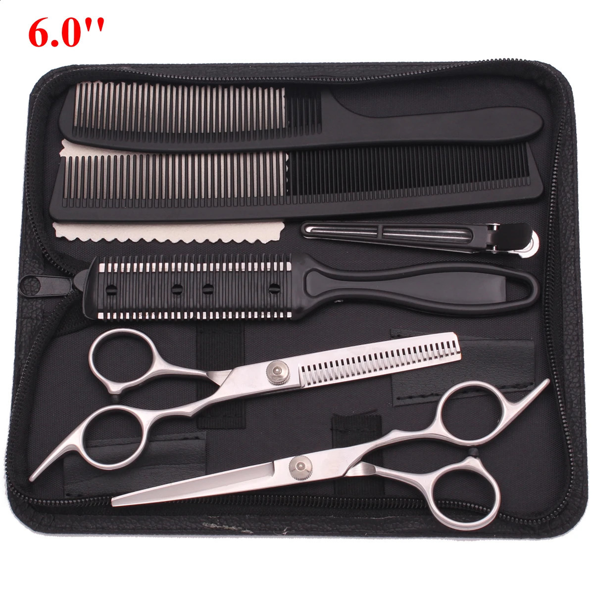 6 Professional Hair Scissors Thinning Cutting Shears Hairdressing Comb Razor Set Salon Barber Home Japan Steel Drop 250424