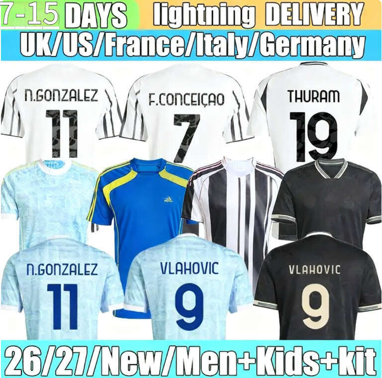 26/27 Season Vlahovic DOUGLAS LUIZ FCONCEICAO soccer Jerseys N.GONZALEZ Thuram yildiz Jerseys 2026 Football Shirt Men Kids kit Kits
