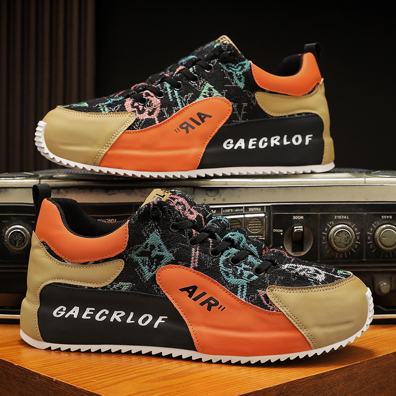 Fashionable men's shoes new design men's casual sports shoes thick sole height increasing retro color blocking trend running shoes