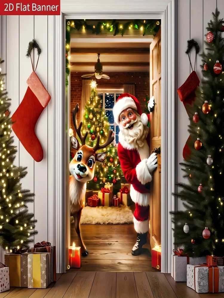 VIKAMA Christmas Tapestry Santa Claus reindeer unicorn panoramic design Living room lobby Childrens room decorationM251125