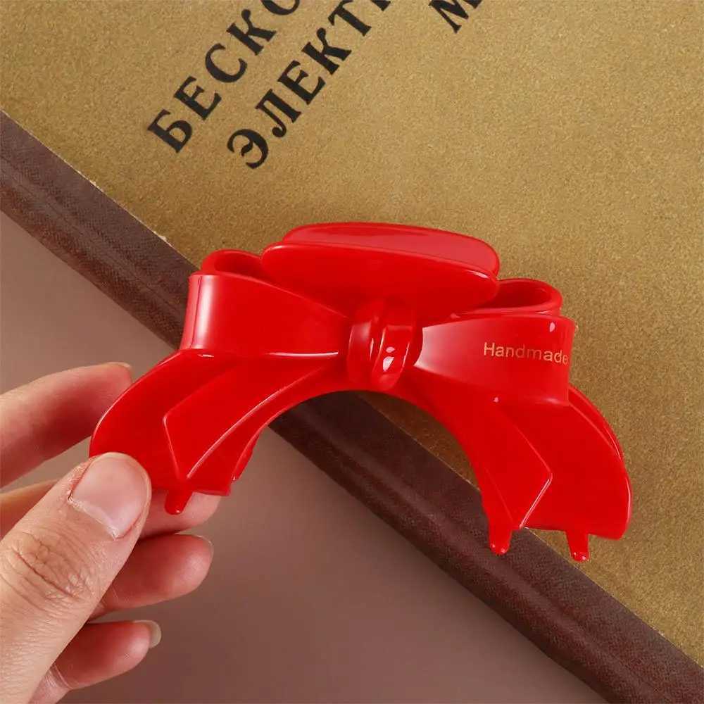 New Years Red Bow Acetate Hair Claw Sweet and Cute Exquisite Female Hair Clip Korean Fashion Headwear Jewelry GiftT250425
