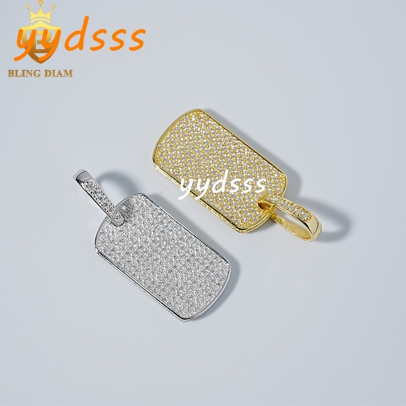 Wholesale Price Small Dog Rectangle Pendants Hip Hop Fine Jewelry Moissanite Iced Out 925 Silver Charm Pendant