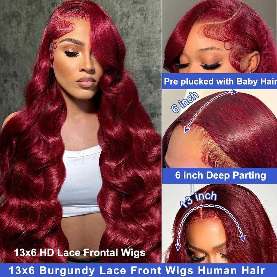 Transparent HD Human Hair Wig 30 40 Inch Body Wave 13X4 Bury Front 13X6 99J Lace Frontal Wigs Perruques Cheveux Humains