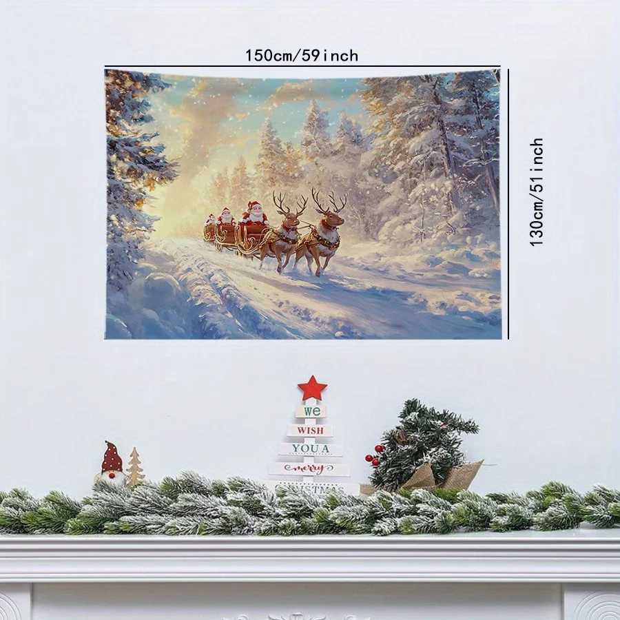 1pc Christmas Snowscape Polyester Tapestry Atmosphere Sense Festive Daily Room Wall DecorationM251125