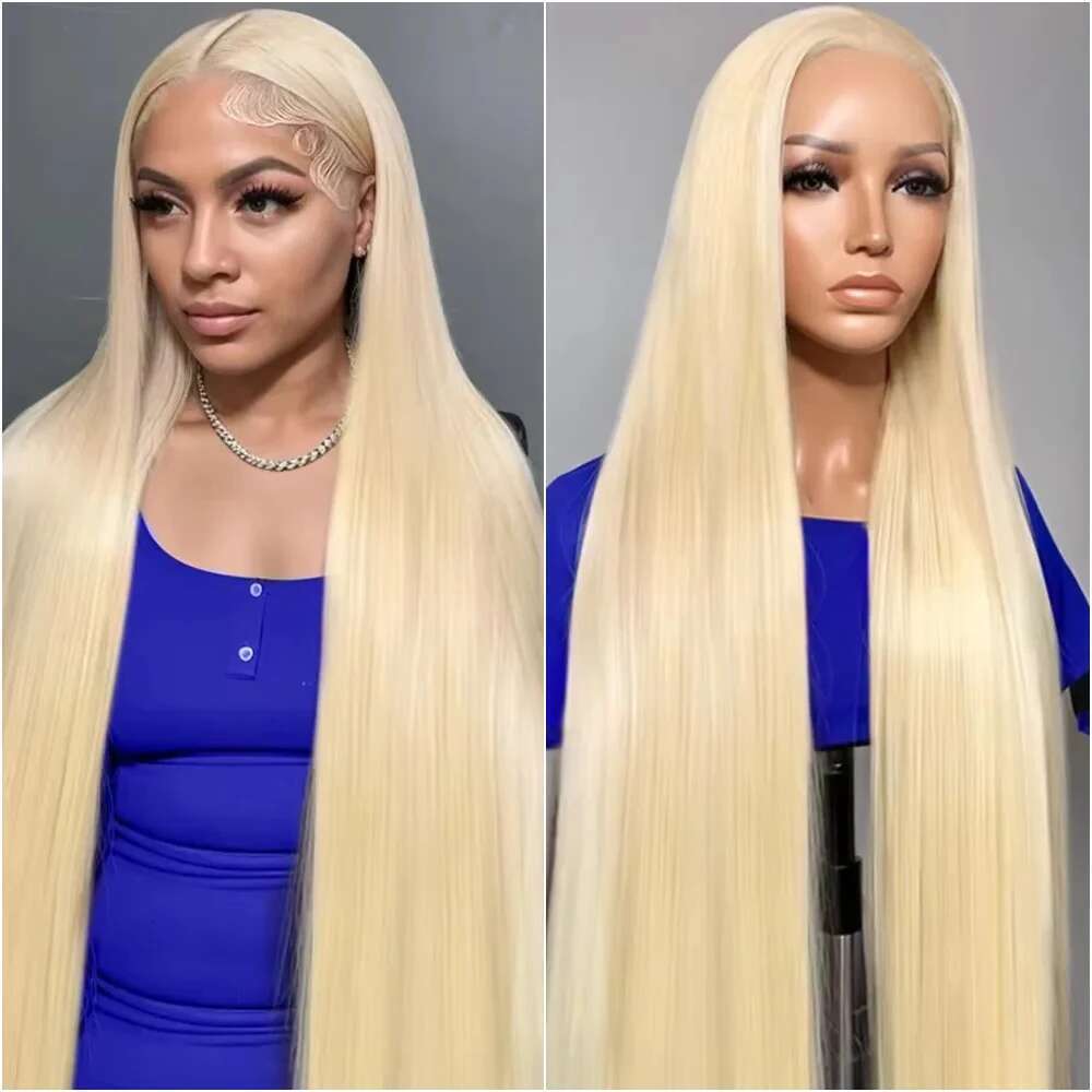 Bone Straight 613 Blonde 13X6 HD Frontal Human Hair Wig Preplucked Honey Colored 13X4 Transparen Lace Front Wigs For Women