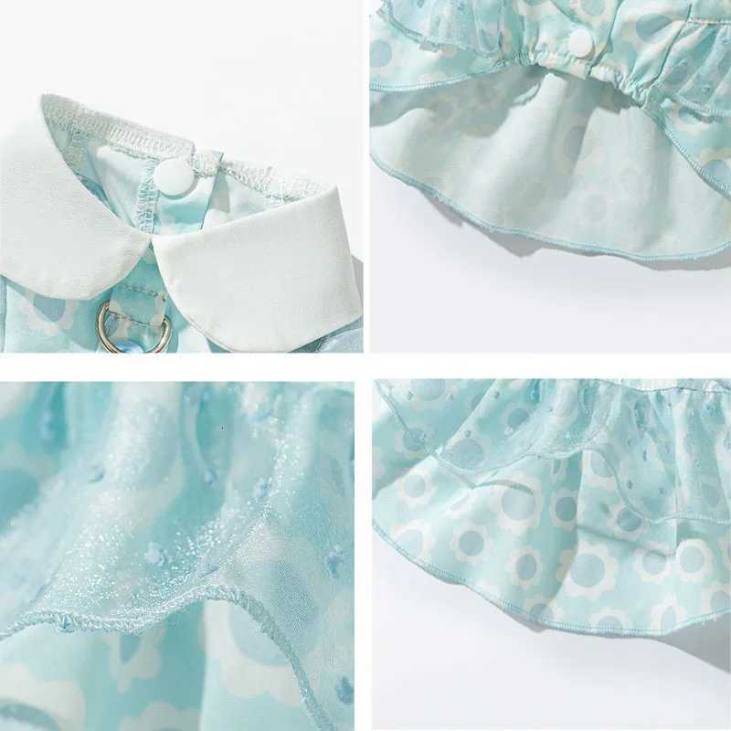 Pet Clothing Dog Dress Small Dogs Double-Layered Pet Dress Puppy Apparel with D-Ring Blue Cat Clothes for Wedding Party Birthday M251208