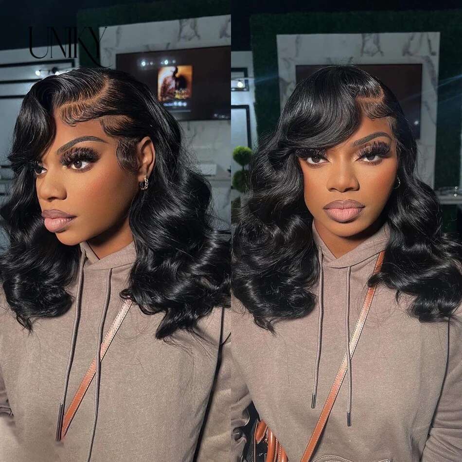 Body 4X4 Transparent Front Wig 13X4 Human Hair 180 Short Loosebody Wave Tpart Lace Frontal Bob Wigs For Women