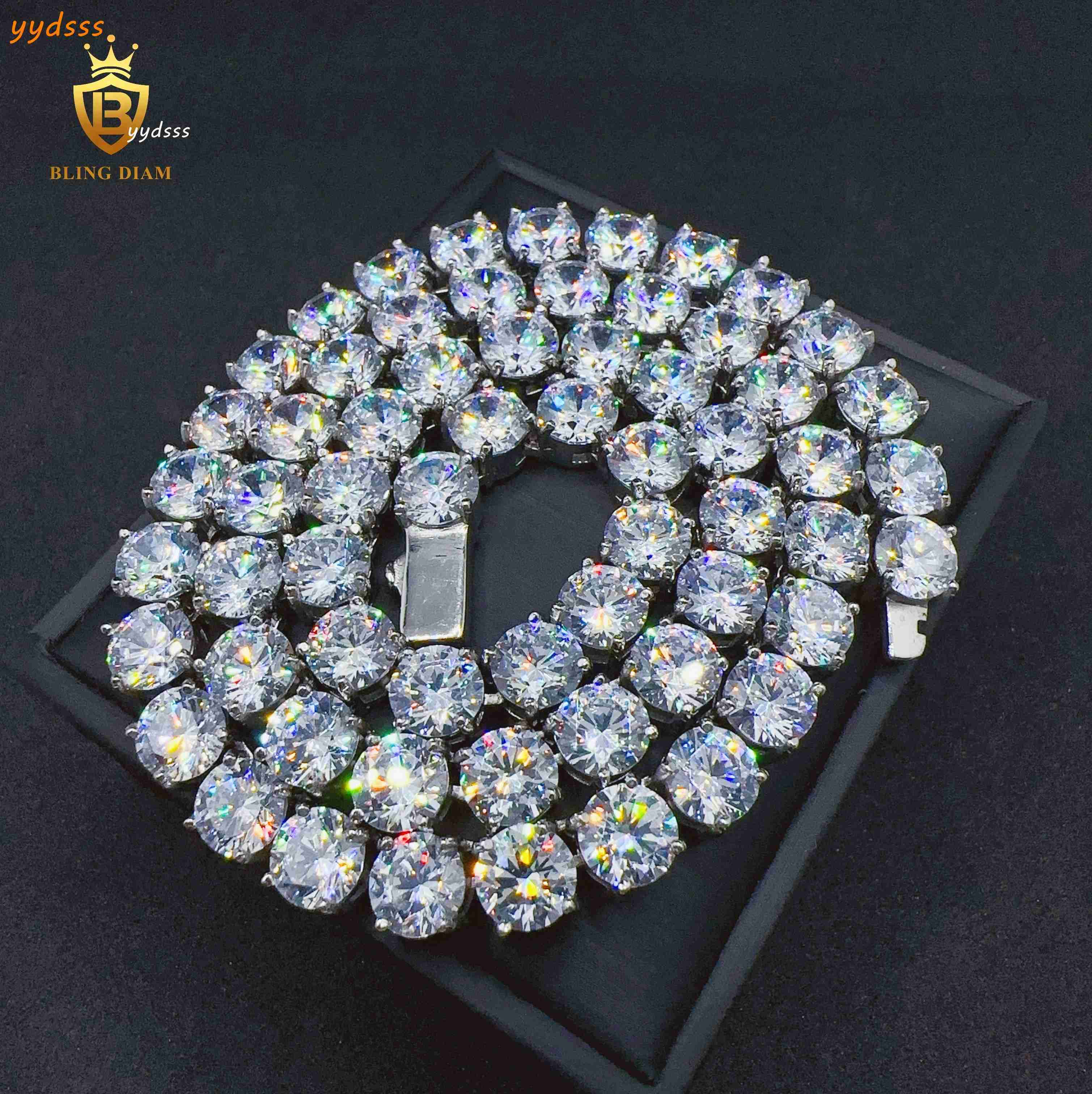 Fashion 5A+ Moissanite Diamond 316L Stainless Steel Necklace 8mm Tennis Chain Hiphop Chains for Men