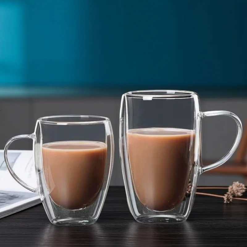 150/250/350/450ml Double Wall Coffee Mugs High Borosilicate Glass Heat Resistant Milk Juice Water Cup Espresso Shot Glasses Y251125