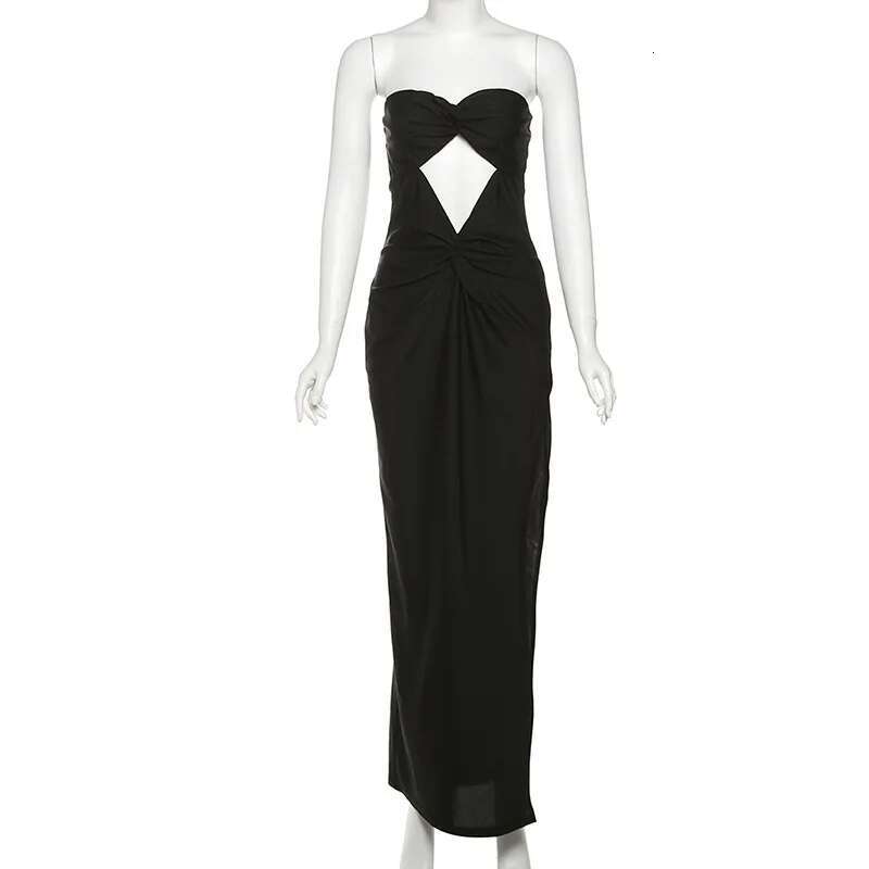 Dongdumaoyi Townlike Maxi Long Slim Bodycon Dress Women Strapless Spring Summer Backless Nightclub Sexy Party Dresses