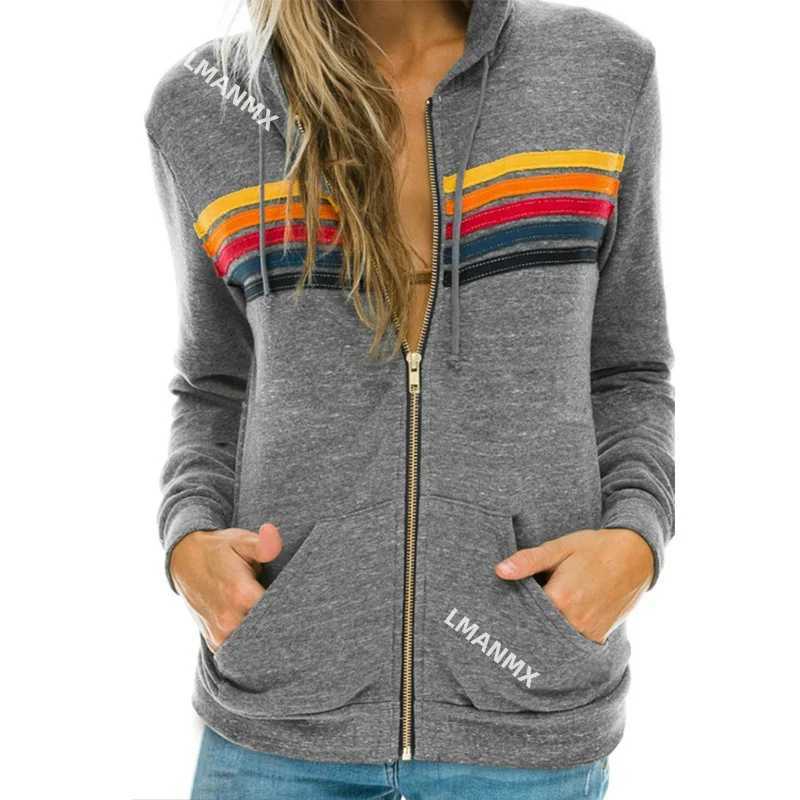 Mens hooded jacket new casual rainbow hooded sweatshirt fashionable zipper striped cardigan womens hooded sweatshirt M250425