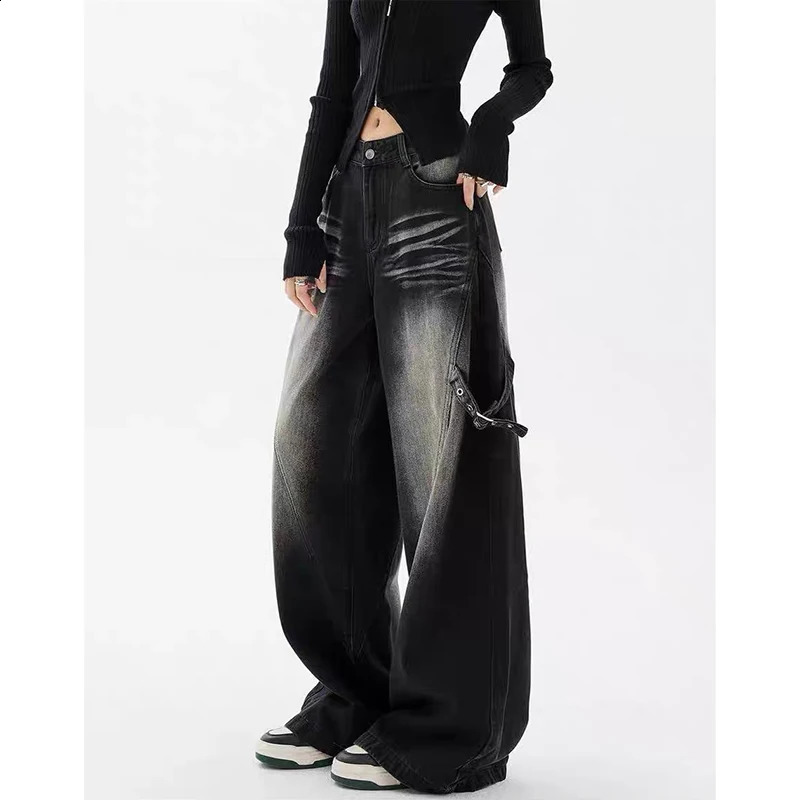 Baggy jeans clothing Hip Hop retro wide leg casual black pants 250417