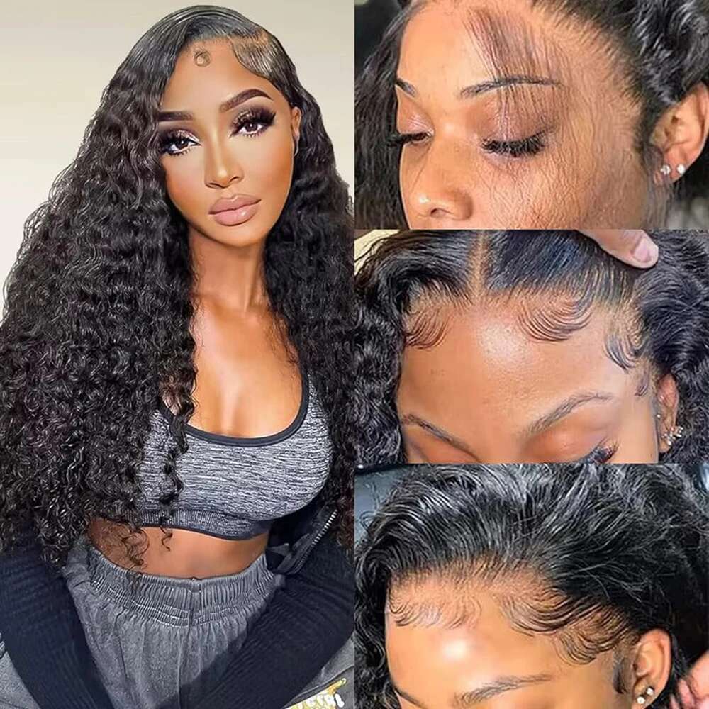 13X6 Curly Frontal Human Hair Wig 30 36 Inch Pre Plucked Deep Lace Front Brazilian Water Wave Wigs