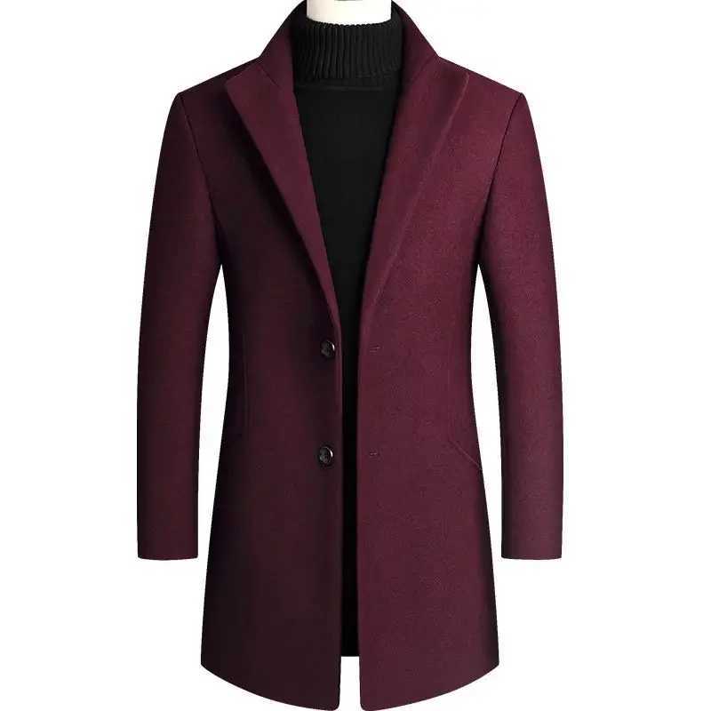 New Winter Men Cashmere Trench Coats Wool Blends Long Jackets Autumn Warm Coats Male Business Casual Trench Coats Size 4XLT251125