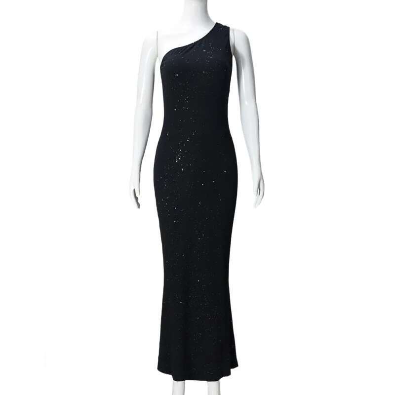 Dongdumaoyi Townlike Knitted Slim Bodycon Maxi Long Dress Women One Shoulder Spring Summer Backless Nightclub Sexy Party Dresses