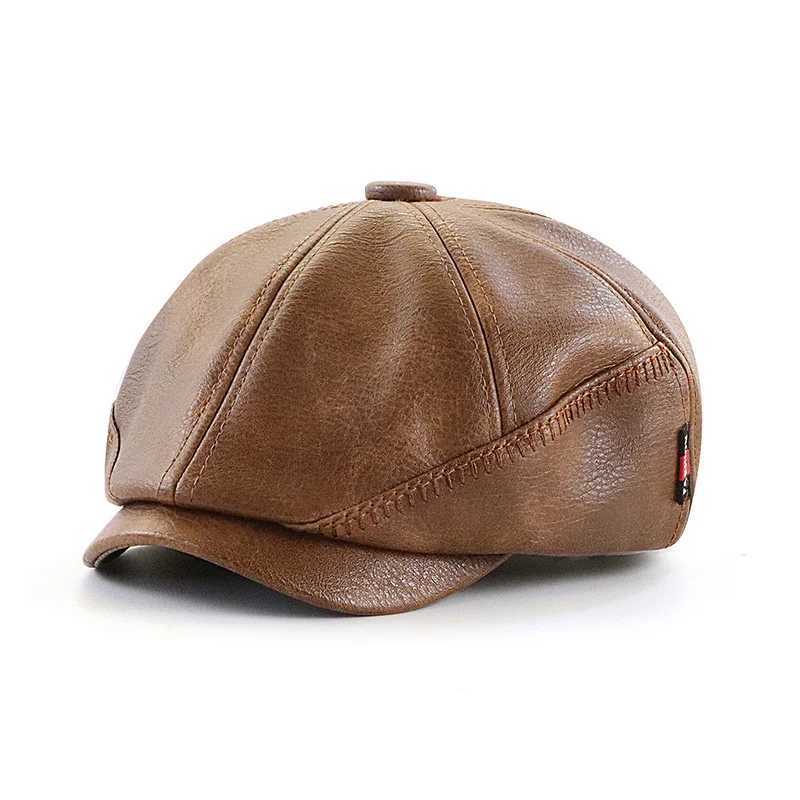 Newsboy Caps for Women PU Leather Cabbie Cap Lady Painter Hat Dad Gatsby Ivy Hat Men Beret Hats J251125