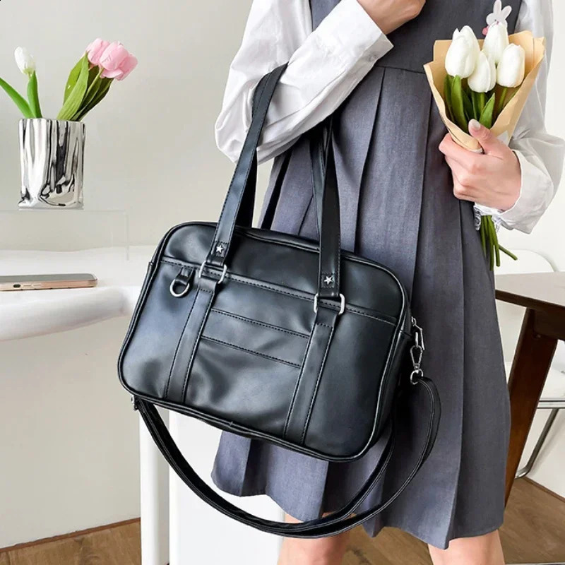 Japanese Preppy Style Shoulder Bag Women PU Leather JK Uniform Bag Girls Handbags Pure Color Crossbody Bags Itabag Tote Bolso 250417